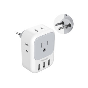 Adaptateur Multiprise Mural avec 3 Ports USB – Pack de 2 TESSAN | Compact, Puissant et Pratique
